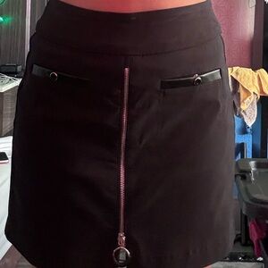 Jamie Sadock Black Midi Skirt with Zipper Detail